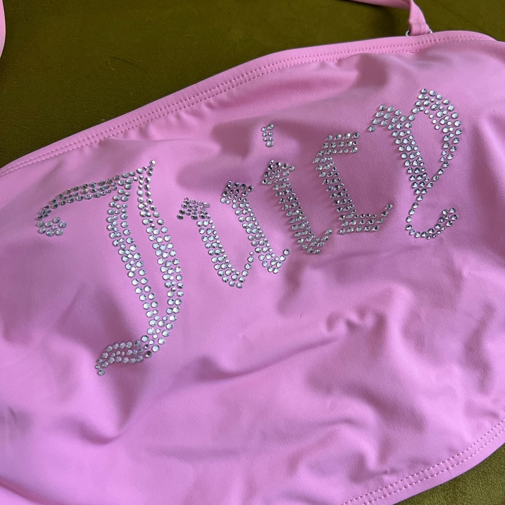 Juicy Couture Pink Rhinestone Bandeau Bikini Set with Charms - Picture 6 of 9